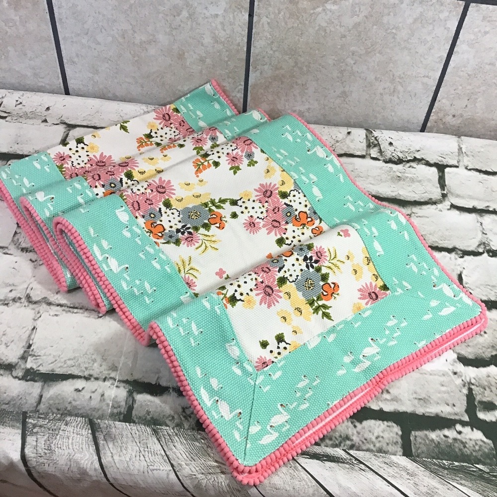 Matilda Jane Feathered Friend Table Runner Floral Aqua 88" x‎ 13.5" 100% Cotton
